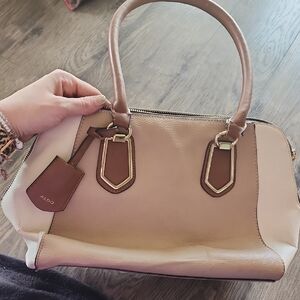 Aldo Beige and Brown Satchel